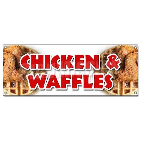 Signmission CHICKEN & WAFFLES BANNER SIGN fried tenders soul food collards homemade B-Chicken & Waffles
